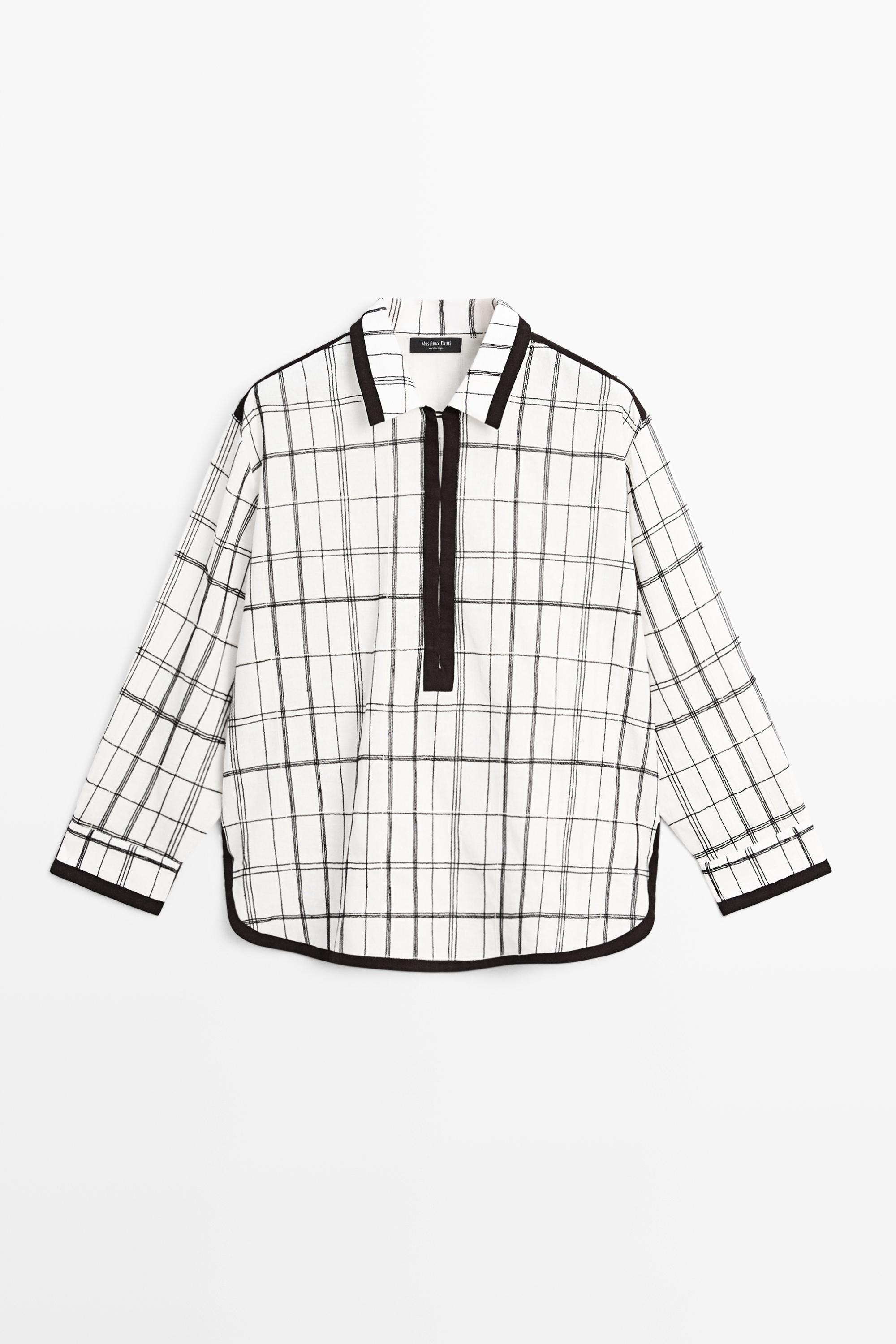 Chemise à carreaux en coton mélangé